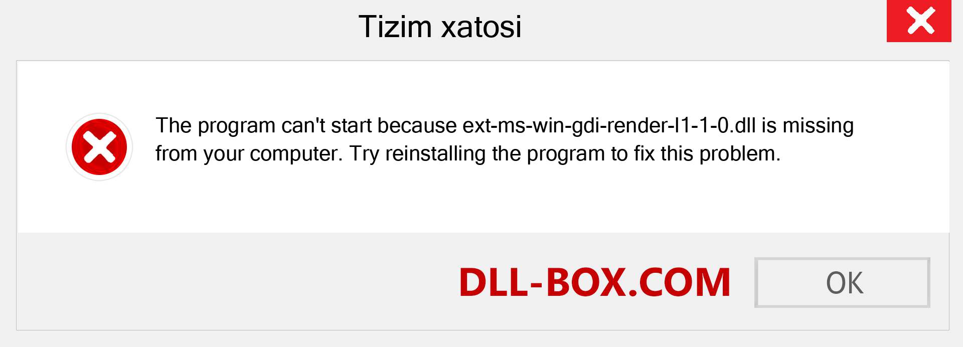 ext-ms-win-gdi-render-l1-1-0.dll fayli yo'qolganmi?. Windows 7, 8, 10 uchun yuklab olish - Windowsda ext-ms-win-gdi-render-l1-1-0 dll etishmayotgan xatoni tuzating, rasmlar, rasmlar